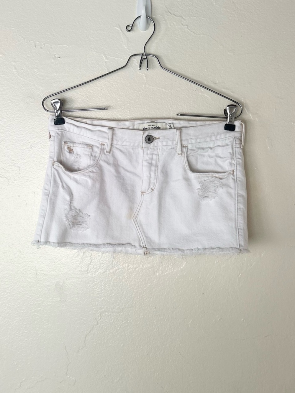 Abercrombie & Fitch Vintage Y2K White Denim Jean Micro  Mini Skirt Small